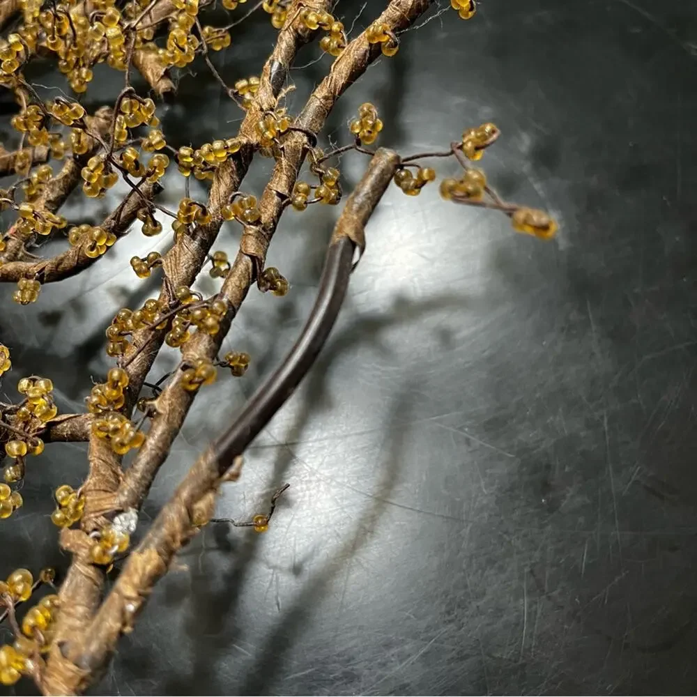 NEW Pottery Barn Amber Bead Wrapped Metal Branch Wreath Centerpiece Bowl 20” HTF